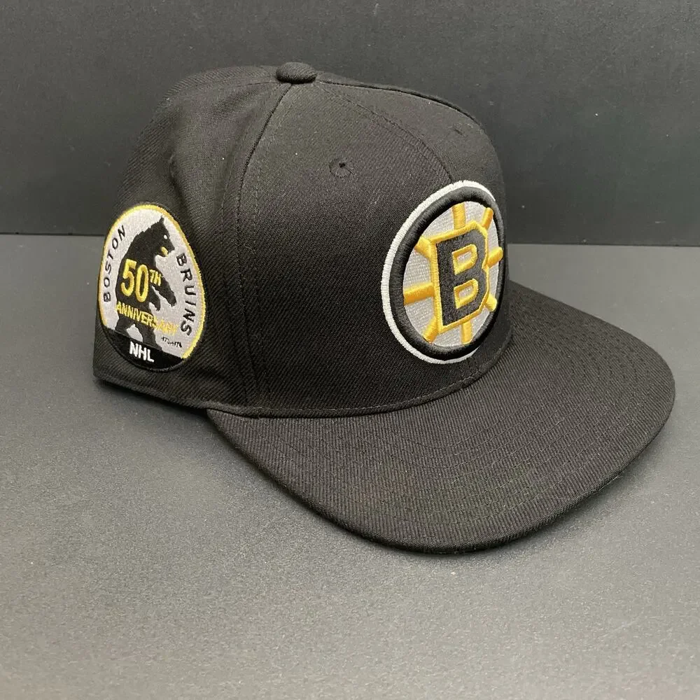 Mitchell & Ness NHL Boston Bruins Hat Flatbrim Snapback 50th Anniversary 7 5/8